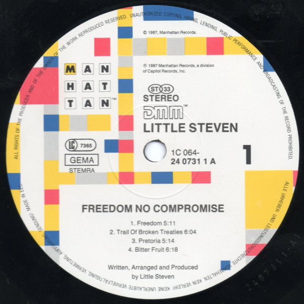 Little Steven : Freedom No Compromise (LP, Album)