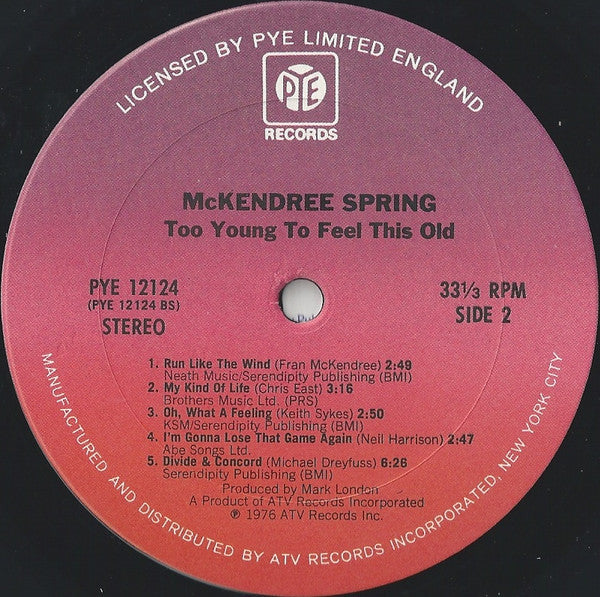 McKendree Spring : Too Young To Feel This Old (LP, Album)