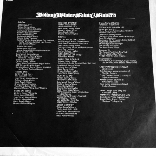 Johnny Winter : Saints & Sinners (LP, Album)