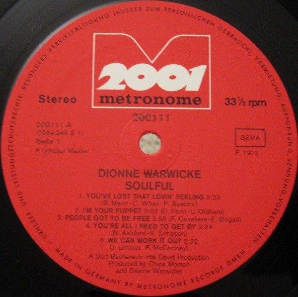 Dionne Warwick : Soulful (LP, Album, RE)