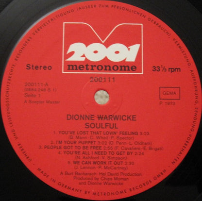Dionne Warwick : Soulful (LP, Album, RE)