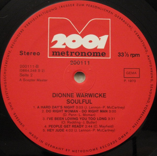 Dionne Warwick : Soulful (LP, Album, RE)