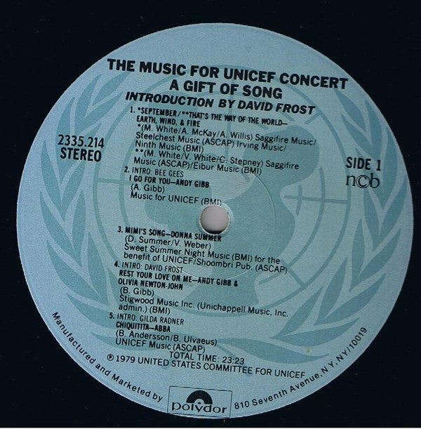 Various : Music For Unicef Concert: A Gift Of Song (LP, Comp)