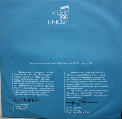 Various : Music For Unicef Concert: A Gift Of Song (LP, Comp)