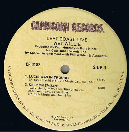 Wet Willie : Left Coast Live (LP, Album)