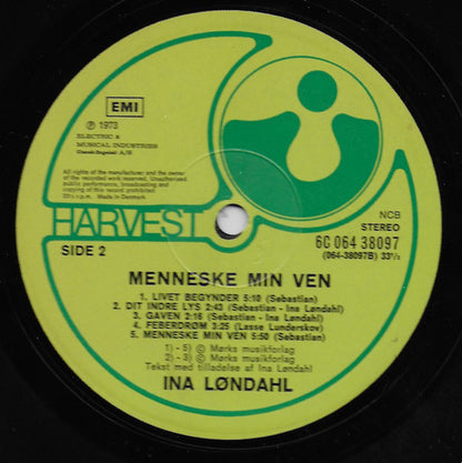 Ina Løndahl : Menneske Min Ven (LP)