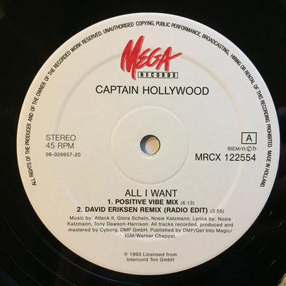 Captain Hollywood Project : All I Want (12")