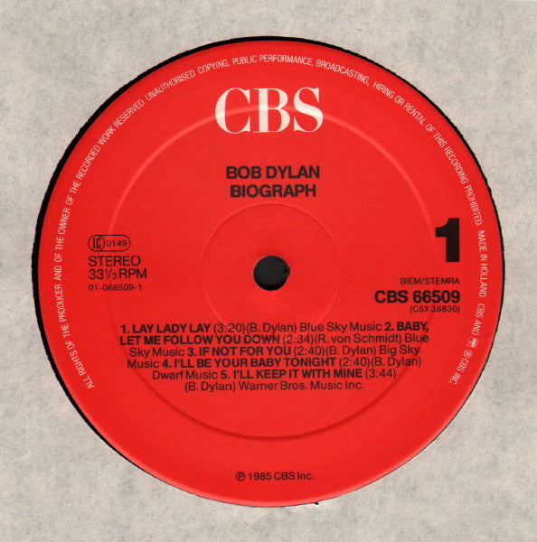 Bob Dylan : Biograph (5xLP, Comp + Box)