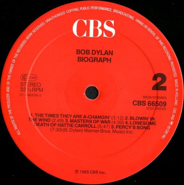 Bob Dylan : Biograph (5xLP, Comp + Box)