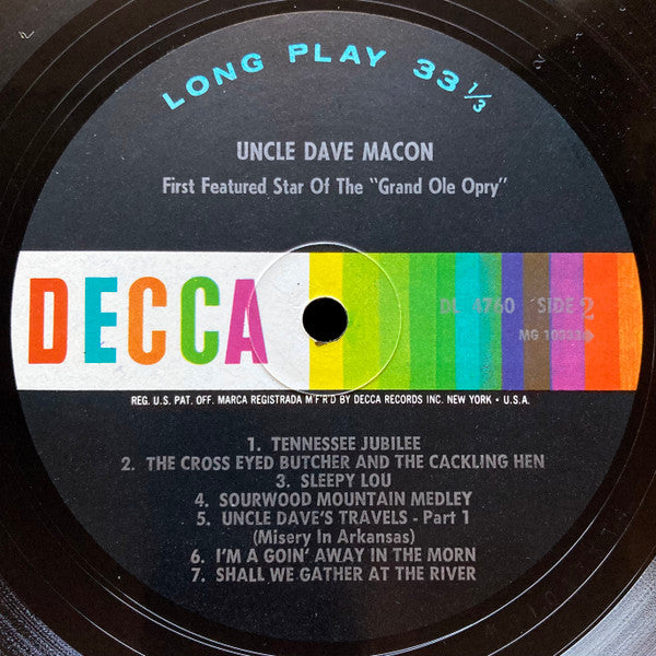 Uncle Dave Macon : First Featured Star Of The "Grand Ole Opry" (LP, Comp)