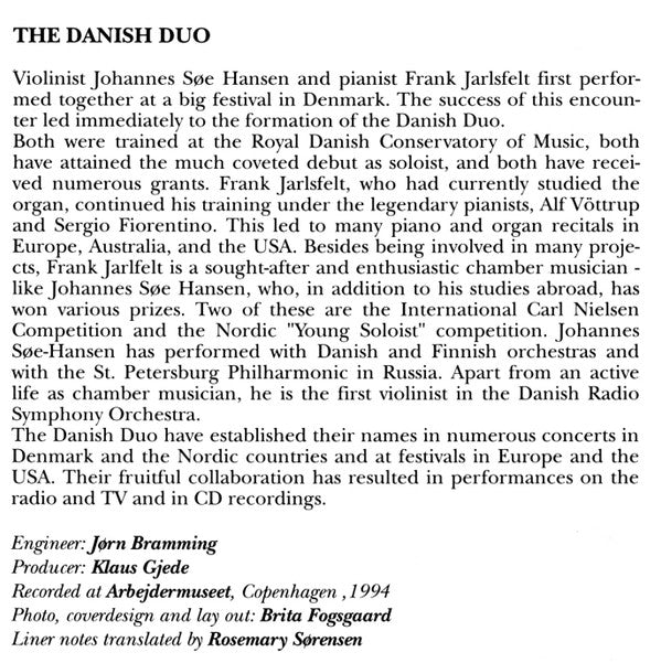 Carl Nielsen, Peter Erasmus Lange-Müller, Den Danske Duo : Violin Sonatas : Fantasy Pieces  (CD, Album)