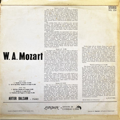 Arthur Balsam, Wolfgang Amadeus Mozart : Piano Music Vol 6 (LP, Album, Tur)