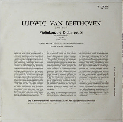 Yehudi Menuhin - Ludwig van Beethoven - Philharmonia Orchestra - Wilhelm Furtwängler : Violinkonzert D-Dur Op. 61 (LP, Mono)