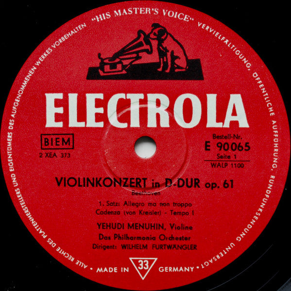 Yehudi Menuhin - Ludwig van Beethoven - Philharmonia Orchestra - Wilhelm Furtwängler : Violinkonzert D-Dur Op. 61 (LP, Mono)