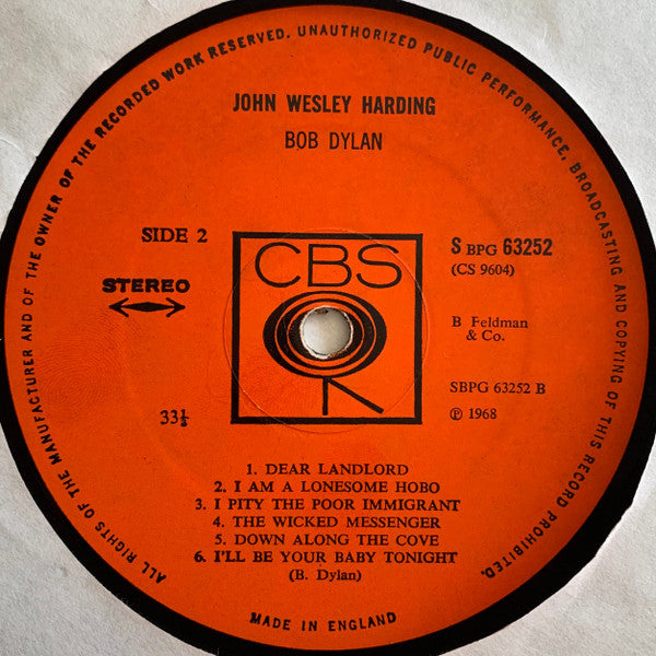 Bob Dylan : John Wesley Harding (LP, Album)