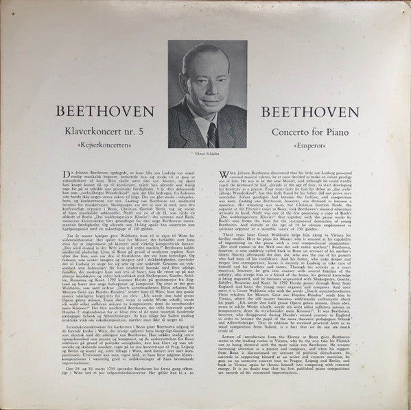 Ludwig van Beethoven / Victor Schiøler, Statsradiofoniens Symfoniorkester, Carl Von Garaguly : Klaverkoncert Nr. 5, Es-dur, Opus 73,  "Kejserkoncerten" (LP, Mono, Gat)