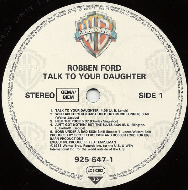 Robben Ford : Talk To Your Daughter (LP, Album)