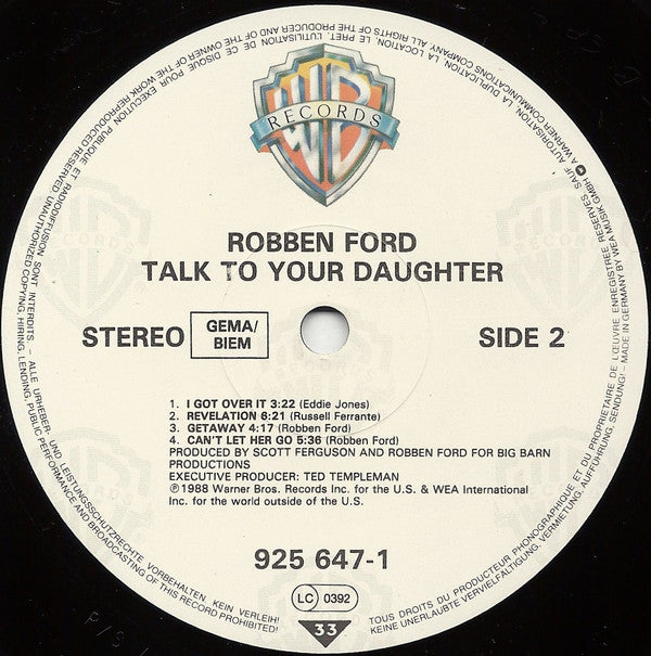 Robben Ford : Talk To Your Daughter (LP, Album)