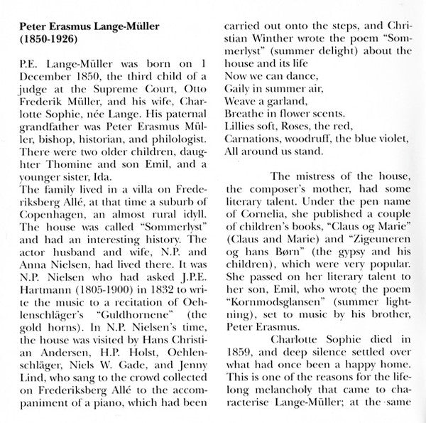 Peter Erasmus Lange-Müller / South Bohemian Chamber Philharmonic, Douglas Bostock : Symphonies 1 & 2 (CD, Album)