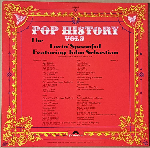 The Lovin' Spoonful Featuring John Sebastian : Pop History Vol 5 (2xLP, Comp)