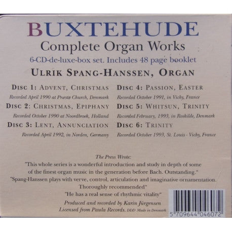 Dieterich Buxtehude, Ulrik Spang-Hanssen : Complete Organ Works (6xCD, Comp + Box)