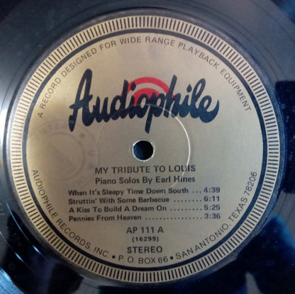Earl Hines : My Tribute To Louis: Piano Solos By Earl Hines (LP, Album, Gol)