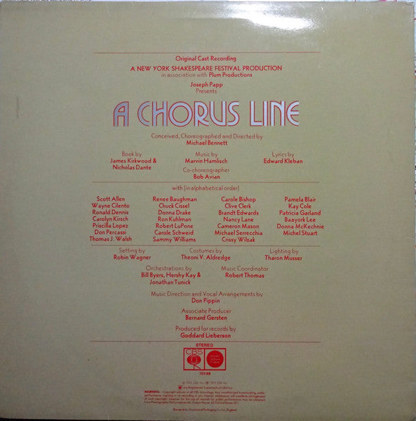 "A Chorus Line" Original Broadway Cast : A Chorus Line (LP, Album)