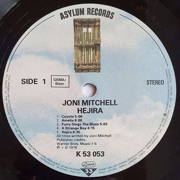 Joni Mitchell : Hejira (LP, Album, RE)