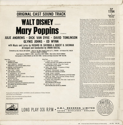 Various : Walt Disney's Mary Poppins: Original Cast Sound Track (LP, Album, Mono)