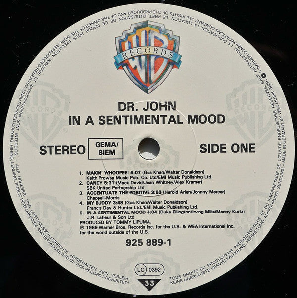 Dr. John : In A Sentimental Mood (LP, Album)