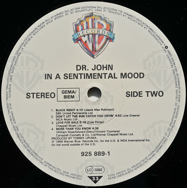 Dr. John : In A Sentimental Mood (LP, Album)