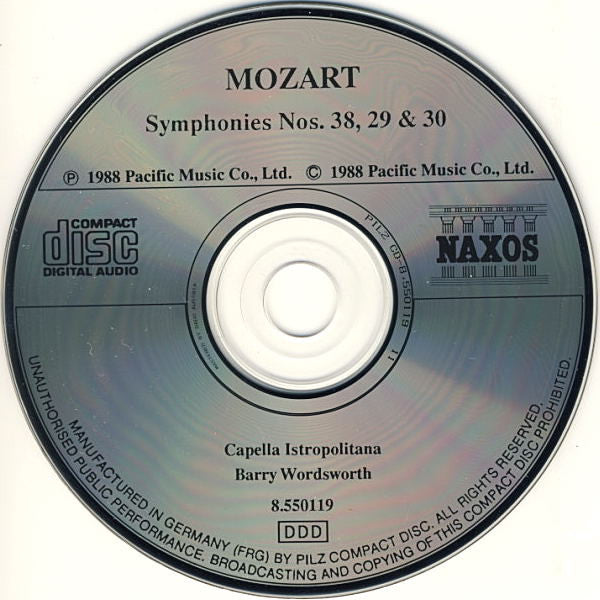 Wolfgang Amadeus Mozart, Capella Istropolitana, Barry Wordsworth : Symphony No. 38 'Prague', Symphonies Nos. 29 & 30 (CD, Album)