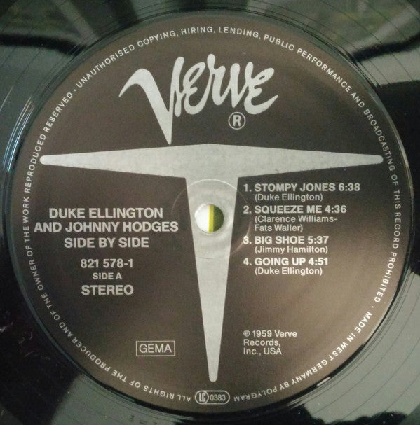 Duke Ellington And Johnny Hodges : Side By Side (LP, Album, RE, RM)