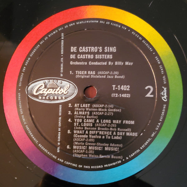The De Castro Sisters : The De-Castros Sing (LP, Mono)
