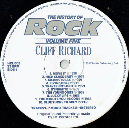 Cliff Richard / The Shadows / Adam Faith / Billy Fury : The History Of Rock (Volume Five) (2xLP, Comp, Mono)