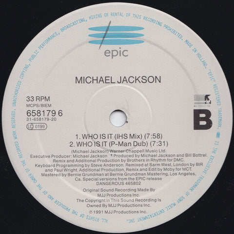 Michael Jackson : Who Is It (12", Single)