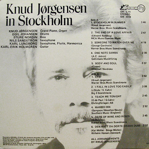 Knud Jörgensen : Knud Jørgensen In Stockholm (LP, Album)