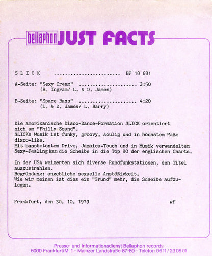 Slick (2) : Sexy Cream (7", Single)