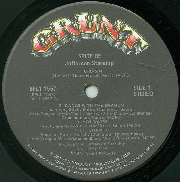 Jefferson Starship : Spitfire (LP, Album)