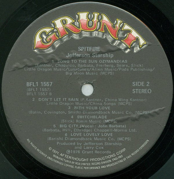 Jefferson Starship : Spitfire (LP, Album)
