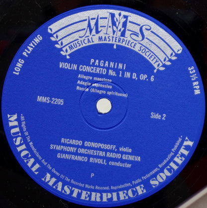 Felix Mendelssohn-Bartholdy / Niccolò Paganini - Ricardo Odnoposoff, Symphonie Orchester Radio Genf, Gianfranco Rivoli : Violinkonzert E-Moll; Violinkonzert D-Dur (LP, Mono)
