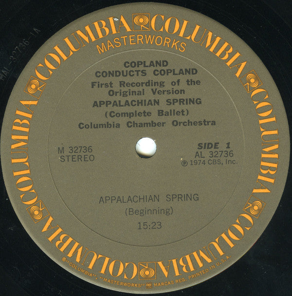 Aaron Copland Conducts Aaron Copland, Columbia Chamber Orchestra : Appalachian Spring (Complete Ballet) (First Recording Of The Original Version) (LP, Album)