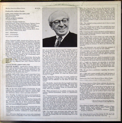 Aaron Copland Conducts Aaron Copland, Columbia Chamber Orchestra : Appalachian Spring (Complete Ballet) (First Recording Of The Original Version) (LP, Album)