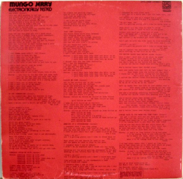 Mungo Jerry : Electronically Tested (LP, Album, Ora)