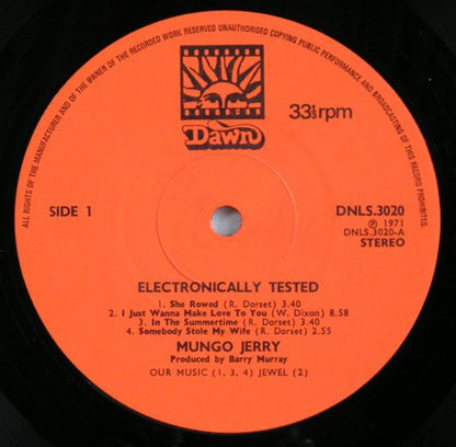 Mungo Jerry : Electronically Tested (LP, Album, Ora)