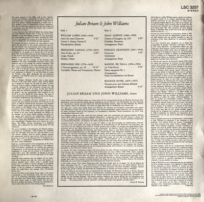 Julian Bream & John Williams (7) - William Lawes • Ferdinando Carulli • Fernando Sor • Isaac Albéniz • Enrique Granados • Manuel De Falla • Maurice Ravel : Julian & John (LP, Album)