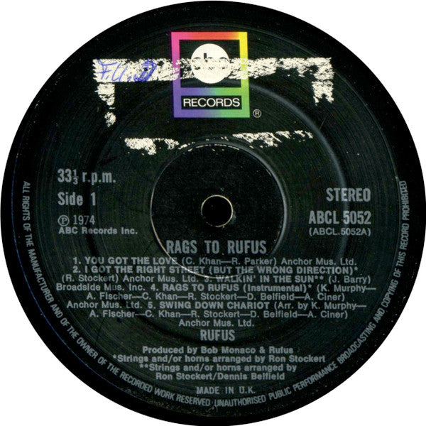 Rufus Featuring Chaka Khan : Rags To Rufus (LP, Album, RE)