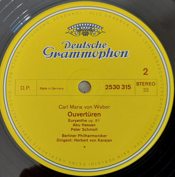 Carl Maria von Weber, Berliner Philharmoniker • Herbert von Karajan : Ouvertüren = Overtures (LP, RE)