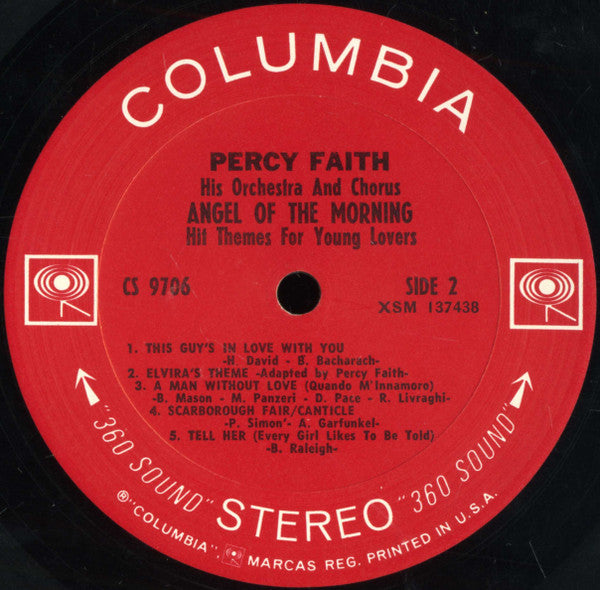 Percy Faith And His Orchestra And Chorus : Angel Of The Morning (Hit Themes For Young Lovers) (LP)