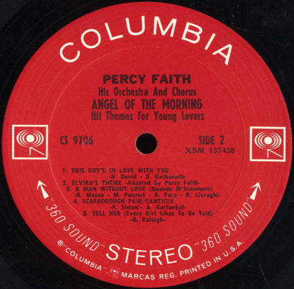 Percy Faith And His Orchestra And Chorus : Angel Of The Morning (Hit Themes For Young Lovers) (LP)